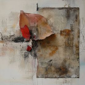 Abstract Painting - Neutral Earth tones with Red Accent by Joriali Abstract