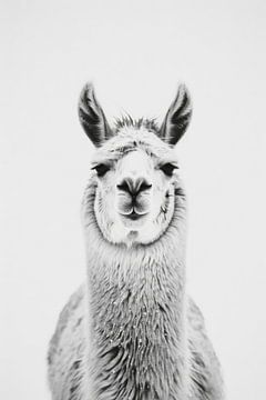 Lama in zwart-wit van Poster Art Shop