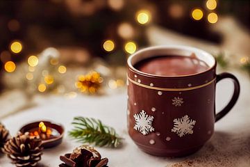 Kop met warme chocolade achtergrond illustratie van Animaflora PicsStock