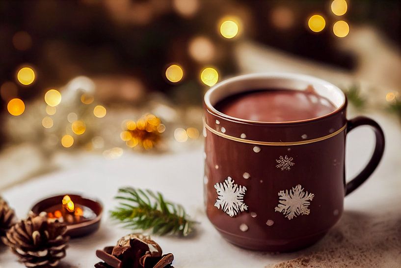 Kop met warme chocolade achtergrond illustratie van Animaflora PicsStock