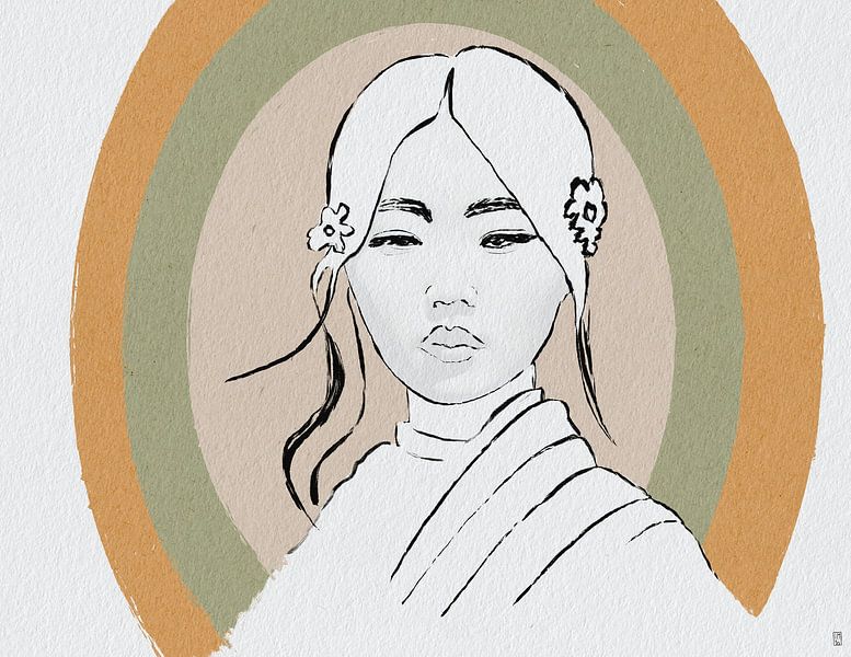 Japanische Dame in Tinte von Ingrid A.U. Motzheim