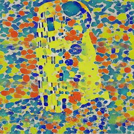 Vrolijke kijk op The Kiss van Gustav Klimt van Classics Remastered.nl