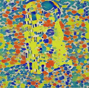 Vrolijke kijk op The Kiss van Gustav Klimt van Classics Remastered.nl