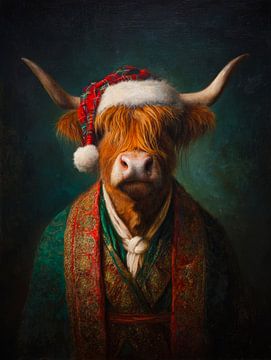 Festive portrait of a Scottish highlander in rich winter colours