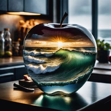 Glazen appelkunst in de keuken van A.D. Digital ART