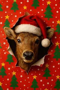Weihnachtsüberraschung - Rentier in Geschenkpapier