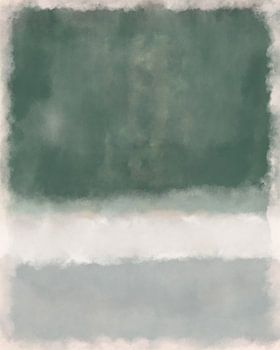 Grün, weiß, grau. Farbfeldmalerei inspiriert von Mark Rothko.