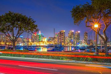 San Diego skyline bij nacht van Joseph S Giacalone Photography