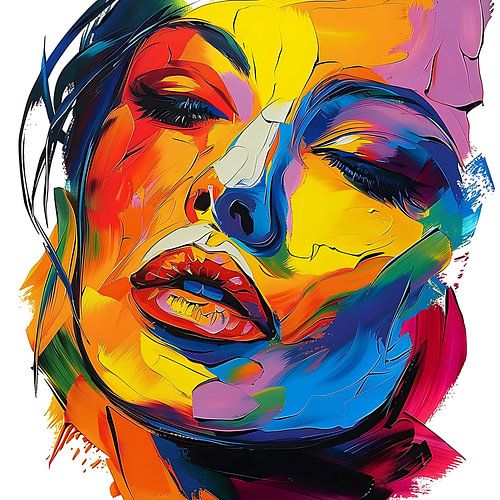 visage féminin peint de façon vivante