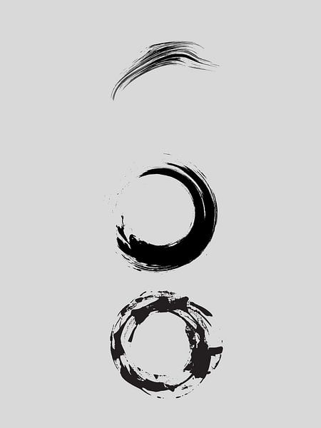 Abstract Wall Art with Circular Paint strokes - Japandi Style Digital Print by Rozy art