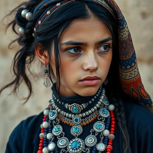 een berber meisje met authentieke klederdracht.