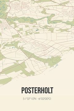 Vintage landkaart van Posterholt (Limburg) van Rezona