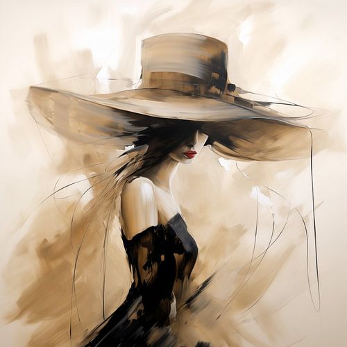 Femme avec chapeau sur Cafe Noir