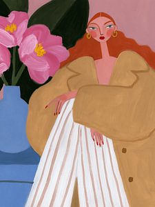Mode und Blumen, moderne und farbenfrohe Illustration