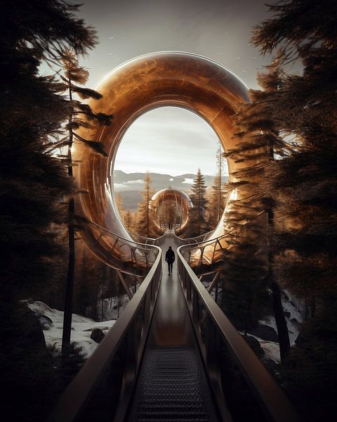 Boomkroonpad in de winter van fernlichtsicht