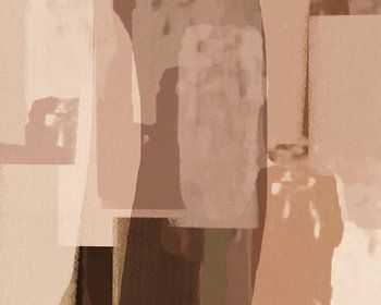 Abstracte organische vormen en lijnen in warme kleuren. Stoffig roze en bruin