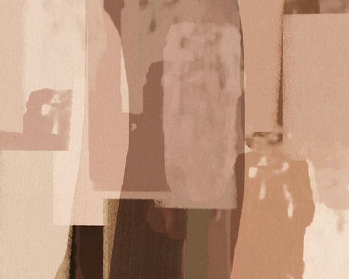Abstracte organische vormen en lijnen in warme kleuren. Stoffig roze en bruin