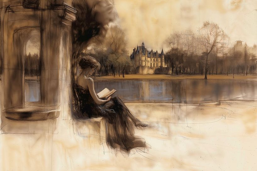 Lecture d'un roman sur le château par Harry Hadders Design