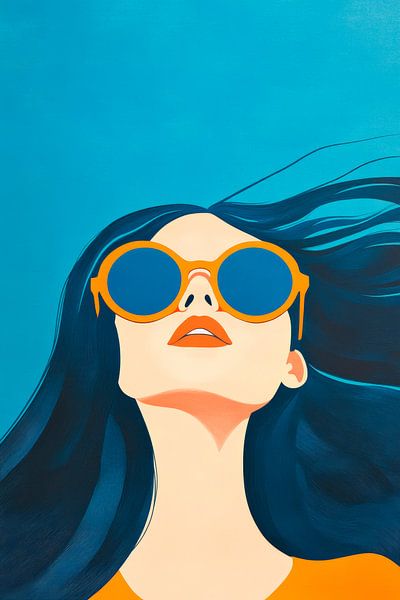 Woman with sunglasses in the air by Poster Art Shop