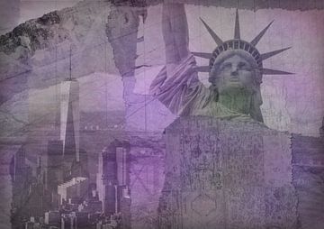 New York city Collage, purple (voor andere kleuren zie album collages) van Anita Meis