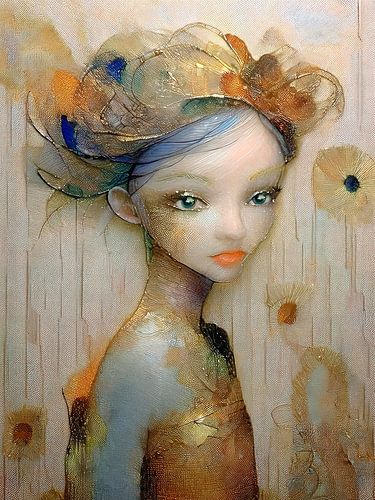 Modernes Porträt eines besonderen Mädchens, Serie verträumtes Gold