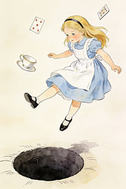 Girl Falling into Wonderland – Kids Poster by Albert Klee