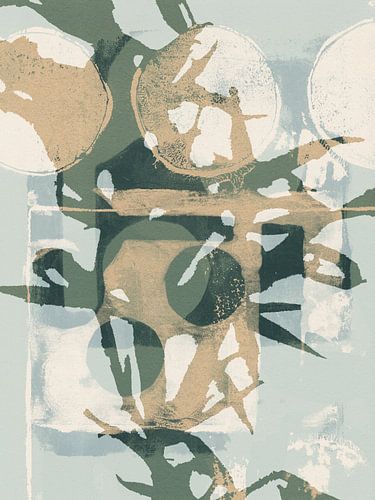 Abstrait botanique scandinave en vert sauge et blanc neutres