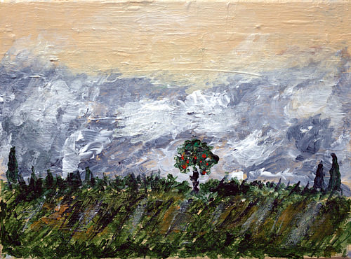 Where the vines meet the gathering sky