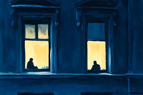 Uitzicht uit het raam - avondstilte