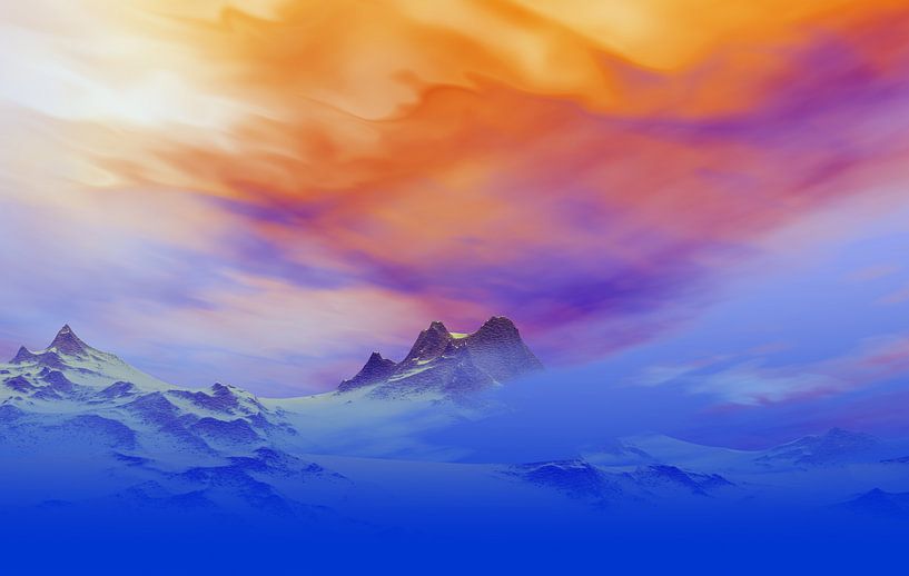Montagnes enneigées au crépuscule par Angel Estevez