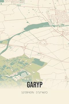 Vintage landkaart van Garyp (Fryslan) van MijnStadsPoster