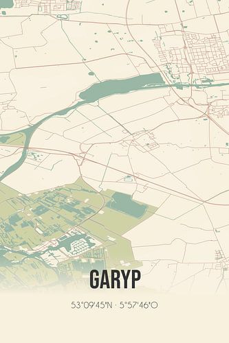Alte Karte von Garyp (Fryslan)