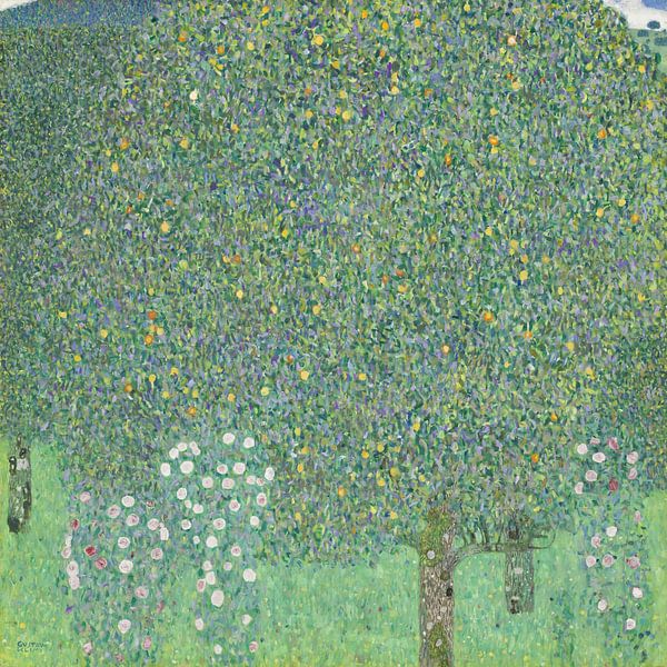 Rosebüsche unter den Bäumen, Gustav Klimt von Meesterlijcke Meesters