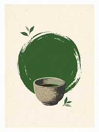 Quiet Matcha Ritual Emerging From Nature In Timeless Green Harmony by my pixel art