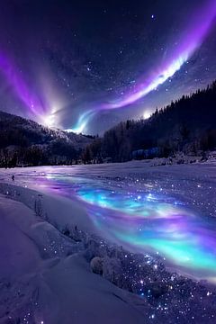nébuleuse violette dans la neige sur haroulita