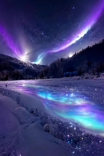 nébuleuse violette dans la neige par haroulita