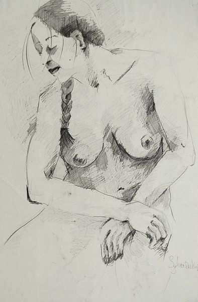 Nude Model Drawing, Nude model Drawing, Dessin de Modèle Nu, Aktmodel by Sylvia Dekker