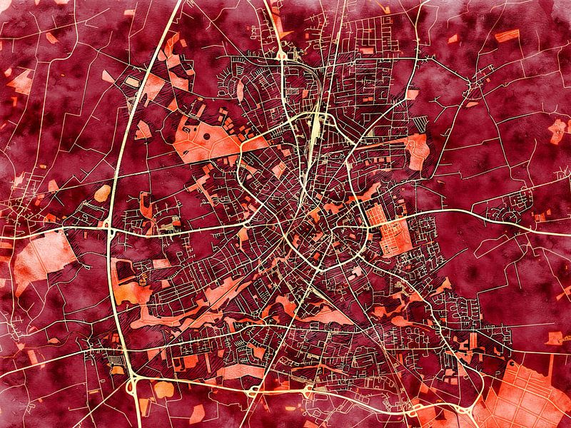 Kaart van Neumünster in de stijl 'Amber Autumn' van Maporia