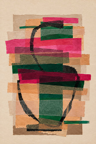 Collage abstrait en washi tape en forme de vase