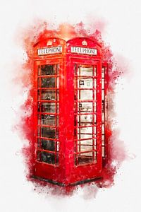 London Calling in Telefonzelle Aquarell