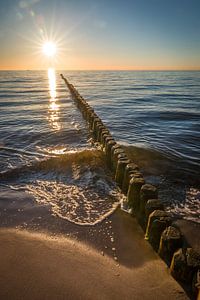 Buhnen mit Sonnenuntergang am Darßer Weststrand