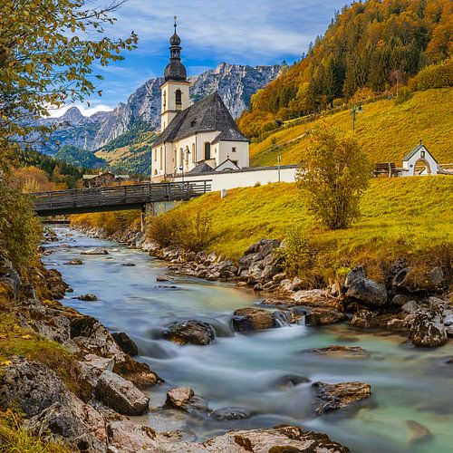 Herfst bij de St. Sebastian Kerk, Ramsau