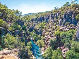 Between The Mountains Turquoise-coloured Flowing River by Nature Life Ambience
