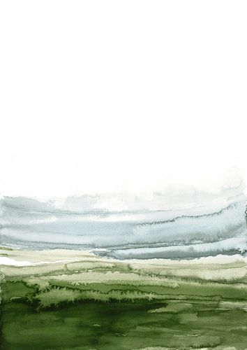 Watercolor landscape green