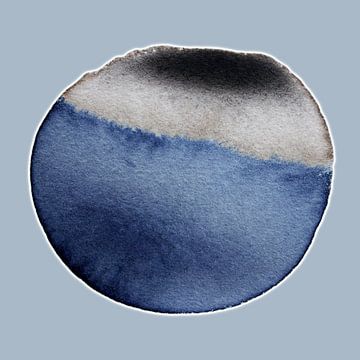 Soft Quiet Aqua Mineral 981 - Aquarelle avec une profondeur douce et une harmonie de bleu calme sur Saskia Mensink PRINTS