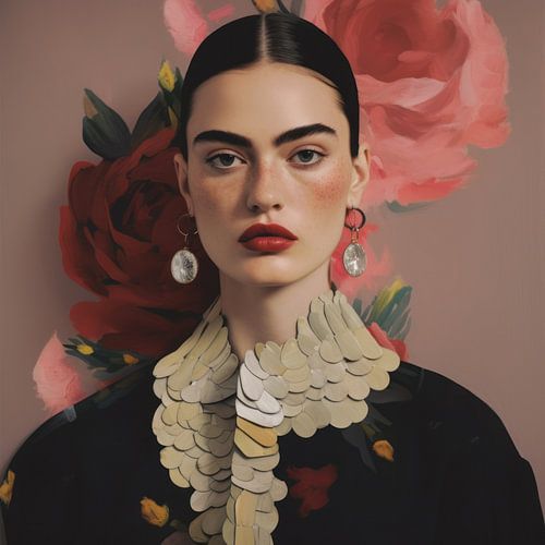 De jonge Frida, digital art portret