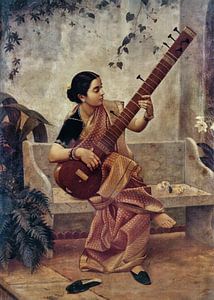 Ravi Verma, Music Hath Charms (Kadambari) - Raja Ravi Varma, ca 1890 van Atelier Liesjes
