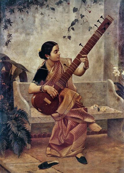 Ravi Verma, Music Hath Charms (Kadambari) - Raja Ravi Varma, ca 1890 par Atelier Liesjes