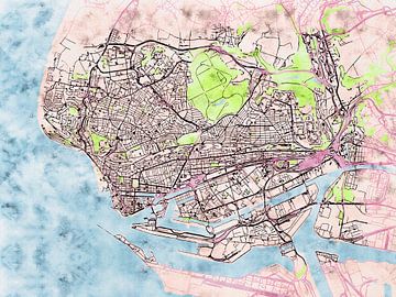 Kaart van Le Havre in de stijl 'Soothing Spring' van Maporia