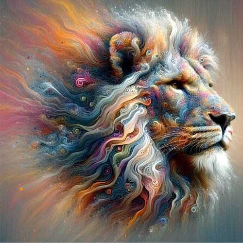 Leeuwen kop abstract 5